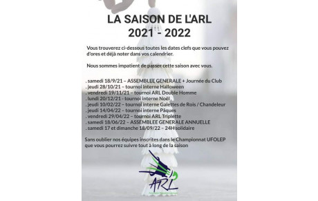 AGENDA DES EVENEMENTS 2021-2022 